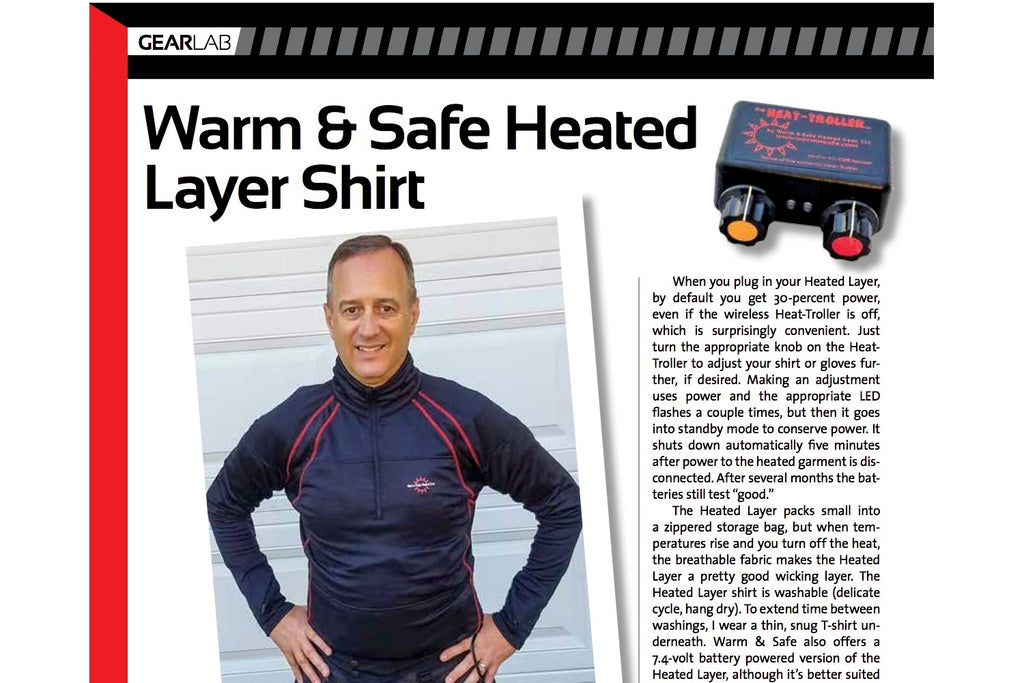 Rider Magazine's GEARLAB review of our new 12V Heatlayer – Warm & Safe  Heated Gear